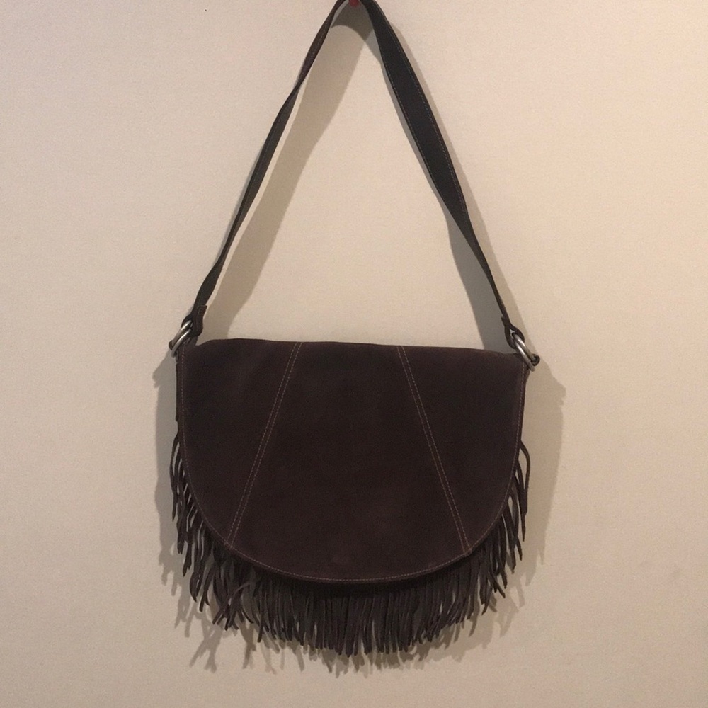 Polo jeans fringe suede brown boho handbag
